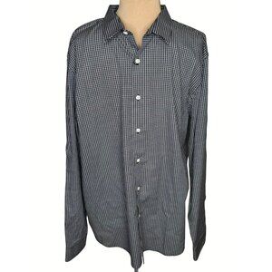 Perry Ellis Mens Slim Fit Long Sleeve Shirt XXL Black White Geometric Shapes New